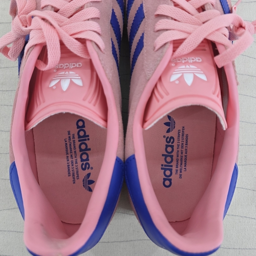 Adidas Mens Originals Gazelle Semi Pink Spark Lucid Blue Shoes JI2077 Size 10.5 - Picture 15 of 16
